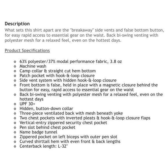 Woolrich Elite Series Tactical Shirt Men's XL Button Up Conceal Carry Vented - Picture 11 of 12